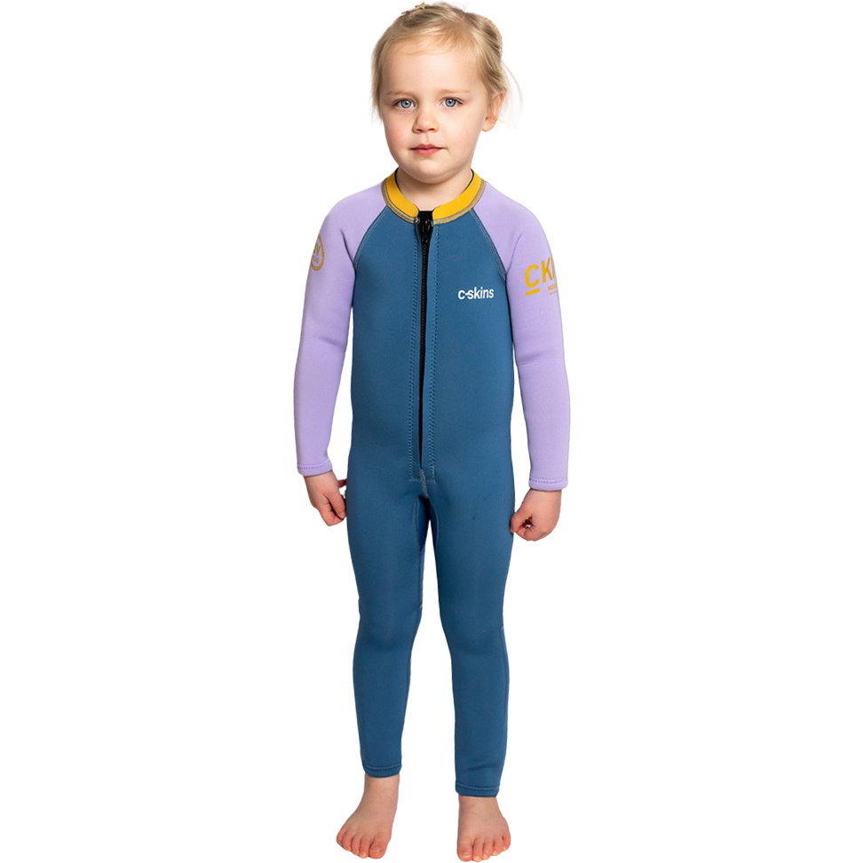 2026 C-Skins Nuwave C-Kid Voorkant Ritssluiting Wetsuit C-NBA32ST - Steel Blue / Lilac